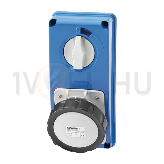 Ipari dugalj ráépíthető 3P+N+E mechanikai reteszelés 32A IP67 500V(50+60Hz) fekete műanyag 7h-pozíció IB GEWISS - GW66322N