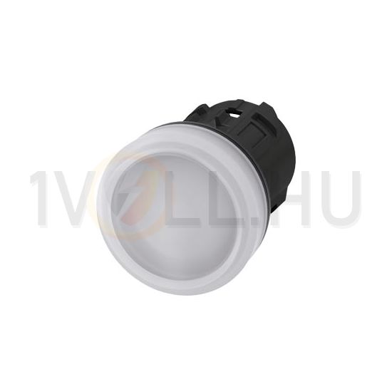 Jelzőlámpa fej műanyag d22 kerek fehér lapos 1-lámpa fekete műanyag-gyűrű SIRIUS ACT SIEMENS - 3SU1001-6AA60-0AA0