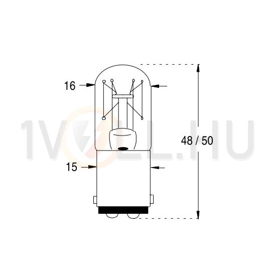 Jelzőlámpa izzó cső alakú 24-30V 330mA 10W BA15d fehér 2000h B5026 ORBITEC - 118739