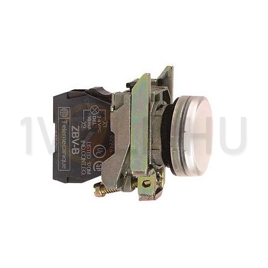 Jelzőlámpa komplett fém d22 1x LED fehér 230-240V AC/DC kerek lapos Harmony XB4 Schneider - XB4BVM1