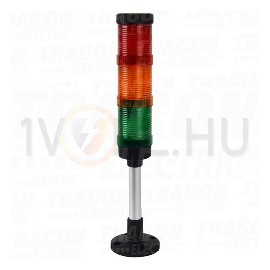 Jelzőoszlop komplett piros-narancs-zöld 80dB 3x villanó folytonos +hang 24V AC/DC IP65 TRACON - NYG3-50RYGM