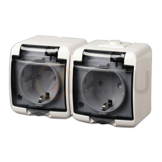 Junior 162/2 dugalj földelt komplett házban csapófedéllel gyerekzárral fehér IP44 ANCO - 321346