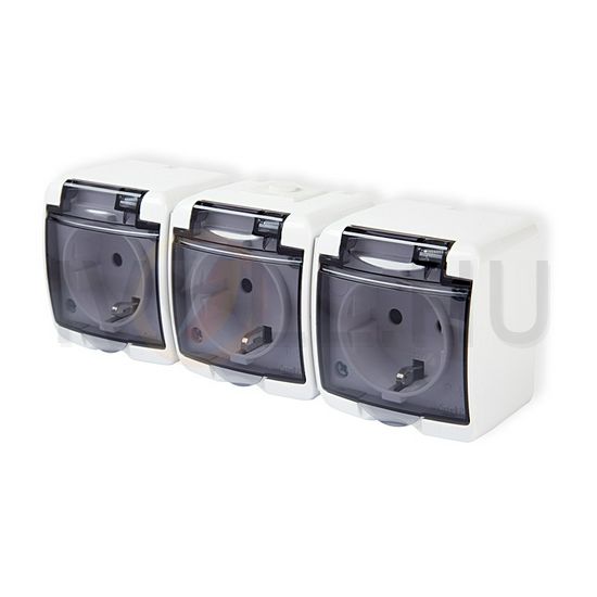 Junior 162/3 dugalj földelt komplett házban csapófedéllel gyerekzárral fehér IP44 ANCO - 321345