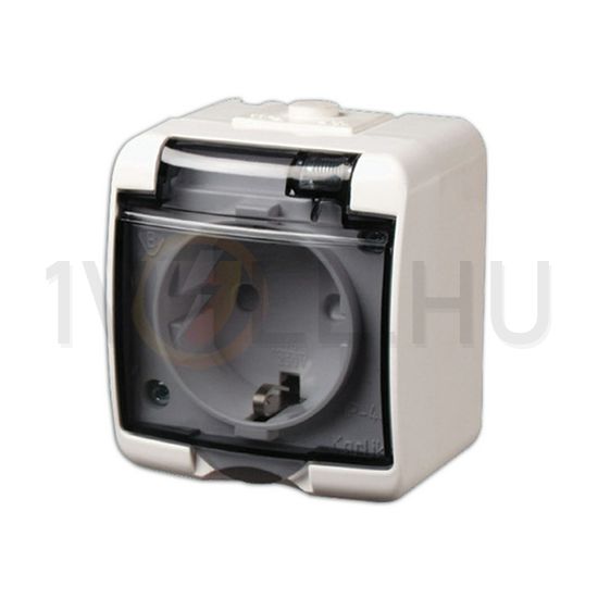 Junior 162 dugalj földelt komplett házban csapófedéllel gyerekzárral fehér IP44 falonkívüli ANCO - 321343