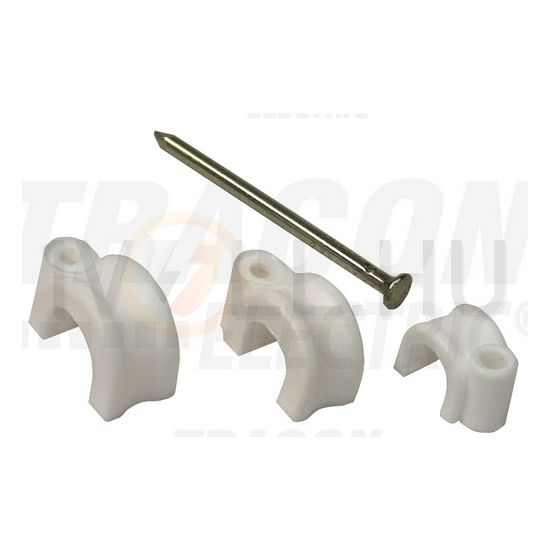 Kábelrögzítő bilincs szeggel 20db 6mm fényesfehér TRACON - N1-20