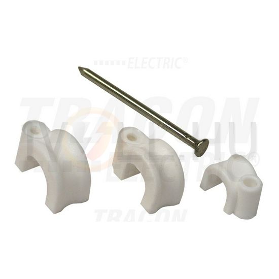 Kábelrögzítő bilincs szeggel 20db 8mm fényesfehér TRACON - N2-20