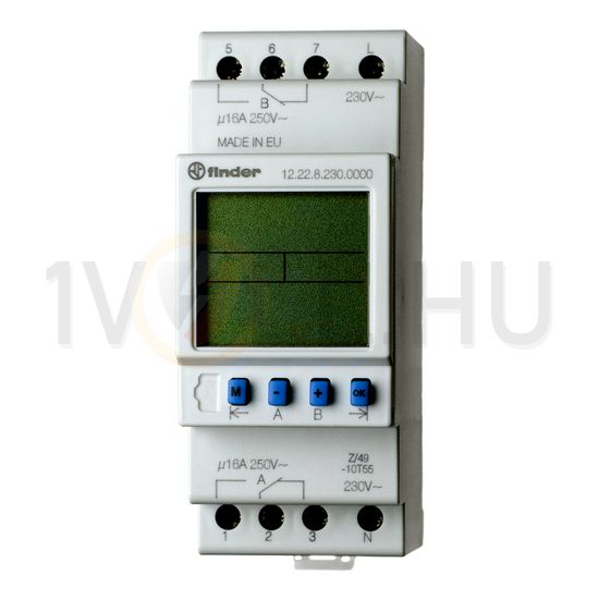 Kapcsolóóra digitális 2-csatorna napi heti váltó 16A 2TE 12.22.8.230.0000 FINDER - 122282300000