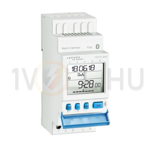 Kapcsolóóra digitális LCD bluetuth napi heti 1 váltó 16A 2M 172 411 pro4 Paladin Hugo Müller - 172411