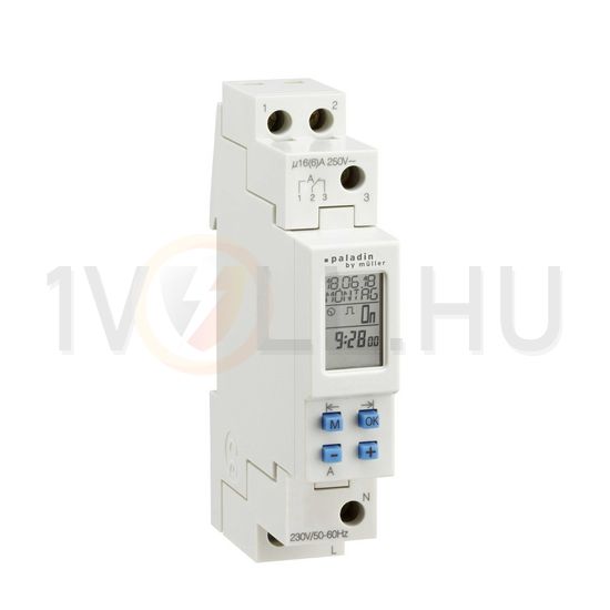 Kapcsolóóra digitális LCD heti 1 váltó 16A 1M 172 110 pro Paladin Hugo Müller - 172110