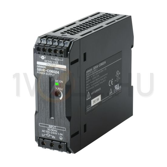 Kapcsolóüzemű DC tápegység 100-240VAC-be 90-350VDC-be 24VDC-ki 2.5A-ki 60W S8VK-C06024 OMRON - 375666