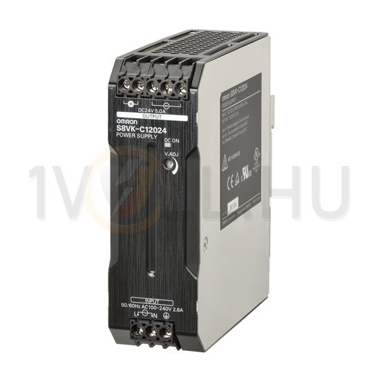 Kapcsolóüzemű DC tápegység 100-240VAC-be 90-350VDC-be 24VDC-ki 5A-ki 120W S8VK-C12024 OMRON - 375667