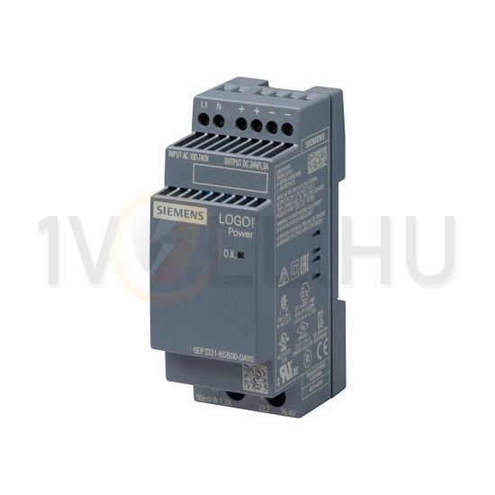 Kapcsolóüzemű DC tápegység stabilizált 240VAC-be 24VDC-ki 1.3A-ki 31.2W LOGO!Power SIEMENS - 6EP3331-6SB00-0AY0