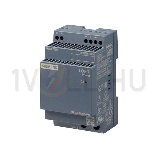 Kapcsolóüzemű DC tápegység stabilizált 240VAC-be 24VDC-ki 2.5A-ki 60W LOGO!Power SIEMENS - 6EP3332-6SB00-0AY0