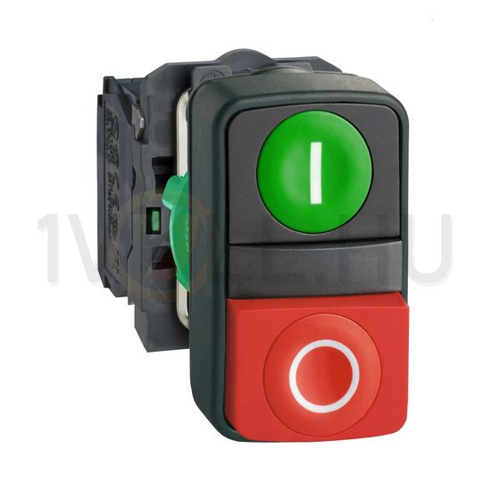 Kettős nyomógomb komplett műa. d22 I/O piros/zöld magas visszaugró 1z 1ny Harmony XB5 Schneider - XB5AL73415