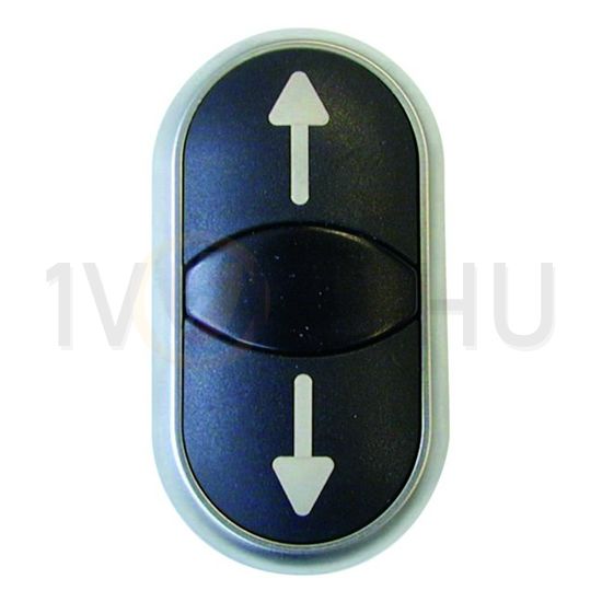 Kettős nyomógombfej műanyag d22 jelzőlámpával világító lapos fekete kerek M22-DDL-S-X7/X7 EATON - 216710