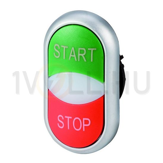 Kettős nyomógombfej műanyag d22 jelzőlámpával világító lapos kerek M22-DDL-GR-GB1/GB0 EATON - 216702