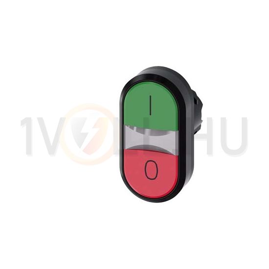 Kettős nyomógombfej műanyag d22 lapos piros/zöld visszaugró ovális SIRIUS ACT SIEMENS - 3SU1000-3AB42-0AK0