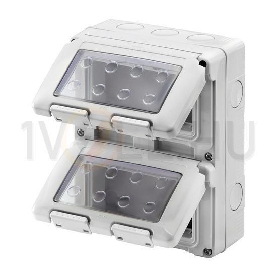 System szerelvénydoboz átlátszó ajtóval 2X4M 2-egység függőleges szürke műanyag 27Combi GEWISS - GW27051