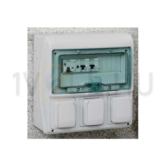 Kiselosztó 3-dugaljhellyel műanyag 1x 12M falonkívüli szürke IP65 ajtó Kaedra Schneider - 13180