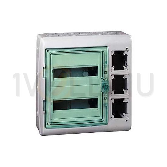 Kiselosztó 3-dugaljhellyel műanyag 2x 12M falonkívüli szürke IP65 átlátszó ajtó Kaedra Schneider - 13439