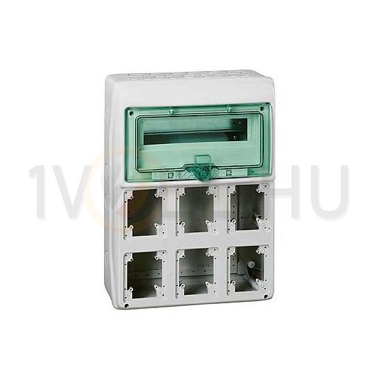 Kiselosztó 6-dugaljhellyel 1x 12M falonkívüli szürke IP65 teli ajtó Kaedra Schneider - 13181