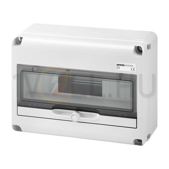 Kiselosztó műanyag 1x 14M falonkívüli szürke IP65 átlátszó kivágott fedél 68Q-DIN GEWISS - GW68023N