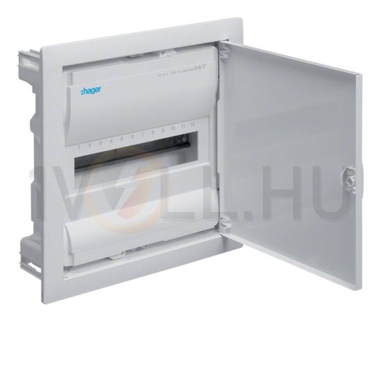 Kiselosztó PE/N-sínnel 63A műanyag 1x 12M süllyesztett fehér IP30 teli ajtó Volta Hager - VU12NE