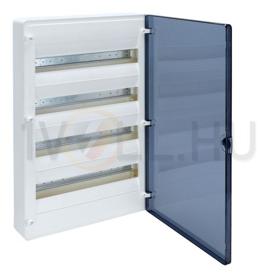 Kiselosztó PE/N-sínnel 63A 4x 18M falonkívüli fehér IP40 átlátszó teli ajtó Golf Hager - VS418TD