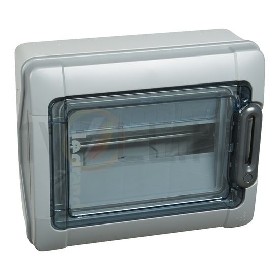 Kiselosztó 1000VDC +MC4 műanyag 1x 12M falonkívüli szürke IP65 átlátszó ajtó Plexo LEGRAND - 414033