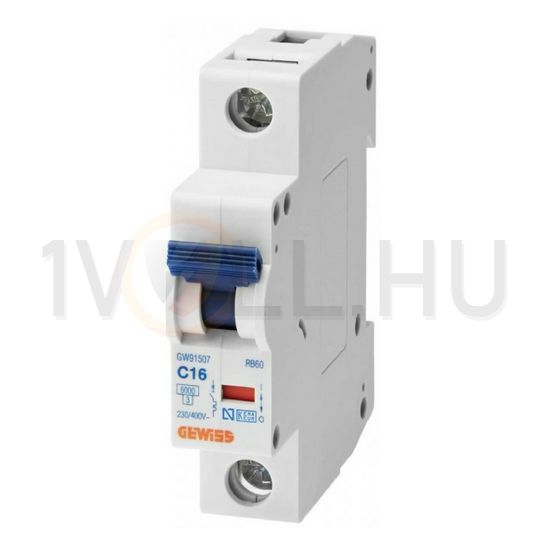 Kismegszakító 1P 10A C-jelleg 500V AC 6kA/60898 4.5kA/60947 1M RB60 GEWISS - GW91506