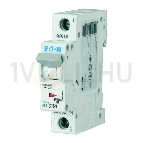Kismegszakító 1P 16A B-jelleg 230V AC 10kA/60898 PL7-B16/1 EATON - 262676