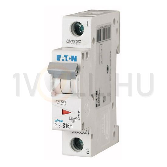 Kismegszakító 1P 16A B-jelleg 230V AC 6kA/60898 1M PL6-B16/1 EATON - 286521