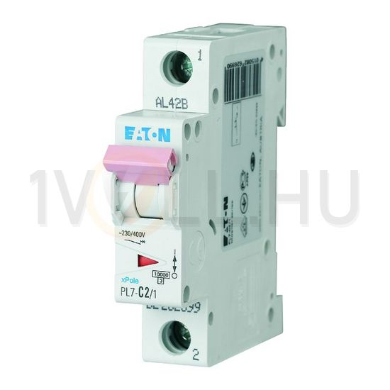 Kismegszakító 1P 2A C-jelleg 230V AC 10kA/60898 PL7-C2/1 EATON - 262699