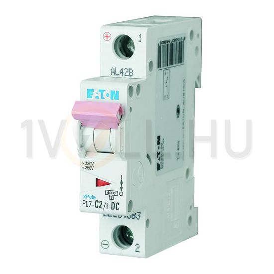 Kismegszakító 1P 2A C-jelleg 48V DC 10kA/60898 PL7-C2/1-DC EATON - 264883