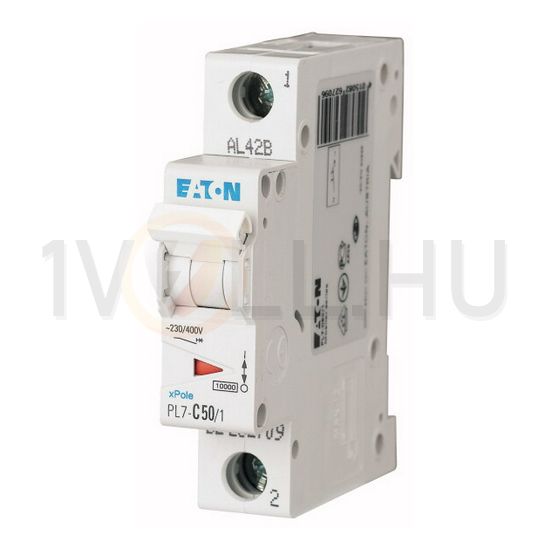 Kismegszakító 1P 50A C-jelleg 230V AC 10kA/60898 PL7-C50/1 EATON - 262709