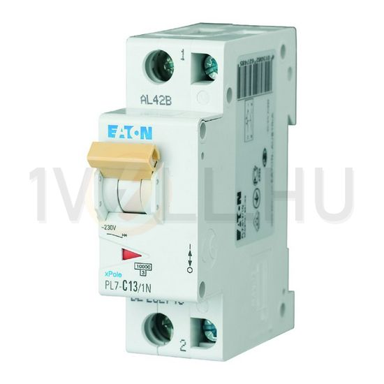 Kismegszakító 1P+N 13A C-jelleg 230V AC 10kA/60898 PL7-C13/1N EATON - 262748