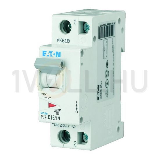 Kismegszakító 1P+N 16A C-jelleg 230V AC 10kA/60898 PL7-C16/1N EATON - 262749