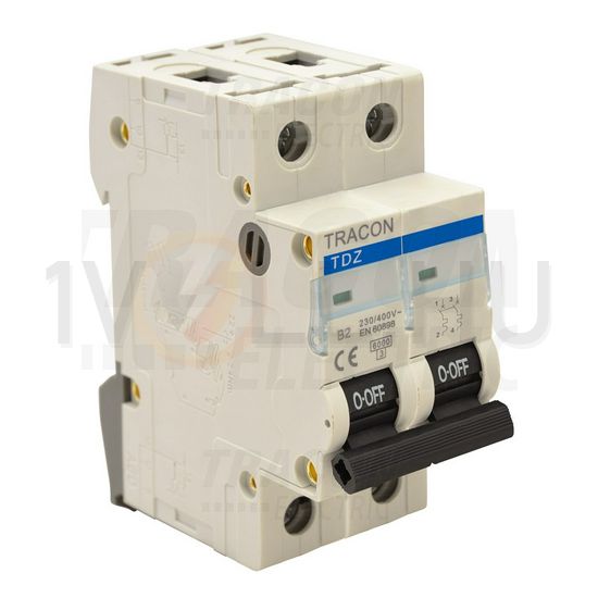 Kismegszakító 2P 10A C-jelleg 400V AC 6kA/60898 TDZ TRACON - TDZ-2C-10