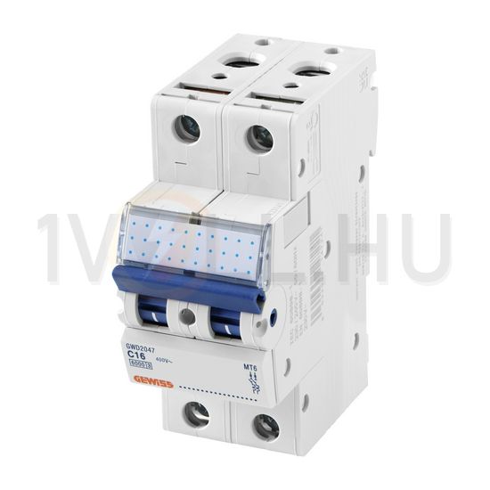 Kismegszakító 2P 25A C-jelleg 400V AC 6kA/60898 6kA/60947 2M MT6 GEWISS - GWD2049