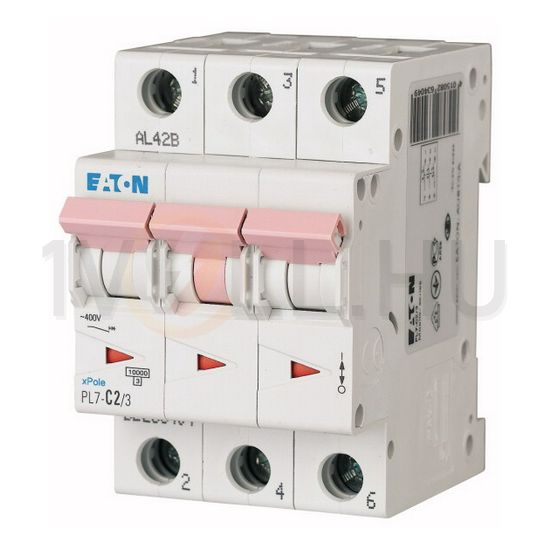Kismegszakító 3P 2A C-jelleg 400V AC 10kA/60898 PL7-C2/3 EATON - 263404