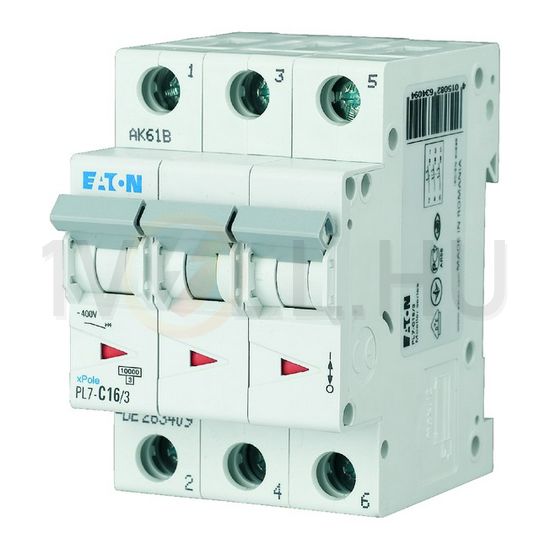 Kismegszakító 3P 63A C-jelleg 400V AC 10kA/60898 PL7-C63/3 EATON - 263415