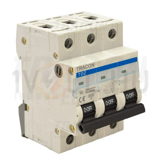 Kismegszakító 3P 63A D-jelleg 400V AC 6kA/60898 TDZ TRACON - TDZ-3D-63