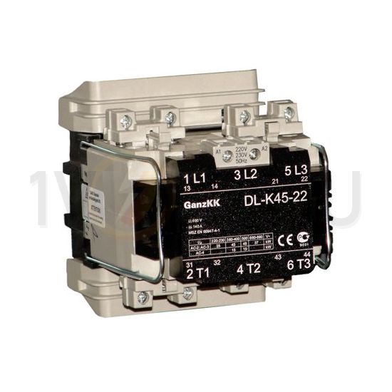 Kontaktor (mágnesk) 45kW/400VAC-3 3Z 220-230V50Hz 2z 2ny csavaros DIL-K45-22 Ganz KK - 200-4517-650-DL