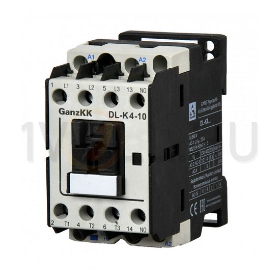 Kontaktor (mágnesk) 4kW/400VAC-3 3Z 230V50Hz 1z csavaros 22A/AC-1/400V DIL-K4-10 Ganz KK - 100-0002-350-DL