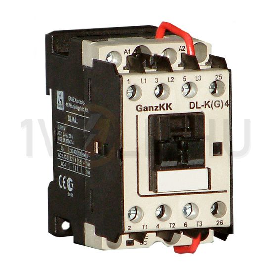 Kontaktor (mágnesk) 4kW/400VAC-3 3Z 24VDC csavaros 22A/AC-1/400V DIL-K(G)4 Ganz KK - 150-0001-210-DL