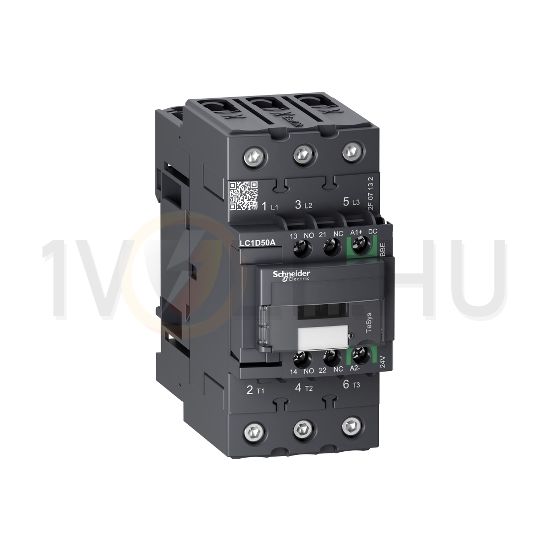 Kontaktor (mágnesk) EverLink 22kW/400VAC-3 3-Z 17-30VDC 1-z 1-ny csavaros TeSys LC1-D Schneider - LC1D50ABBE
