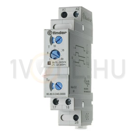 Kontaktorátkapcsoló időrelé 1-20s 2-z 24-240V50Hz 6A 24-240VDC Y/D 80.82.0.240.0000 FINDER - 808202400000