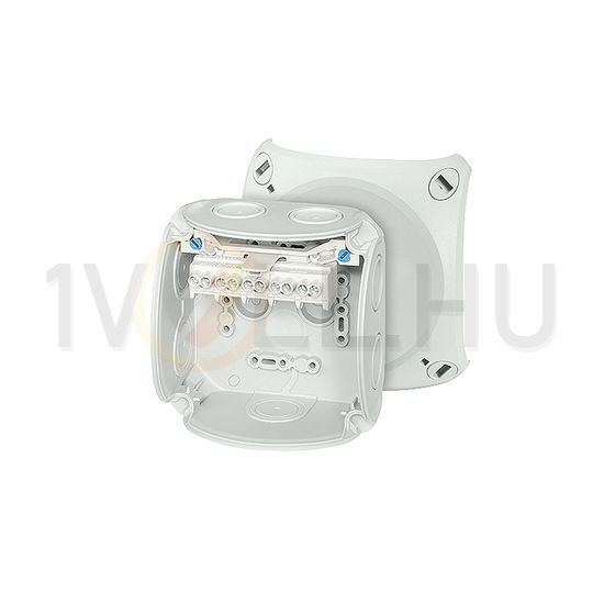Kötődoboz 5x4x4mm2 falonkívüli 104mmx 104mmx 70mm szürke műanyag IP66 8 DK 0404 GZ Hensel - 62000151