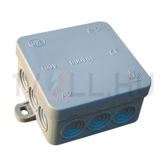 Kötődoboz falonkívüli 75mm x 75mm x 40mm szürke műanyag IP54 12 kábel/cső Budvill TRACON - PD75X75
