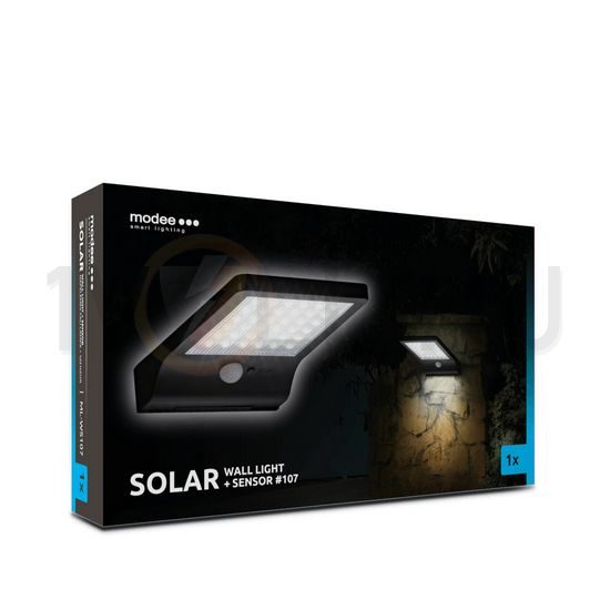 LED fali lámpatest 5m-érzékelő szolár 3,7V/2Ah/Li-ion falonkívüli 1x 300lm 6000K IP44 Modee - ML-WS107